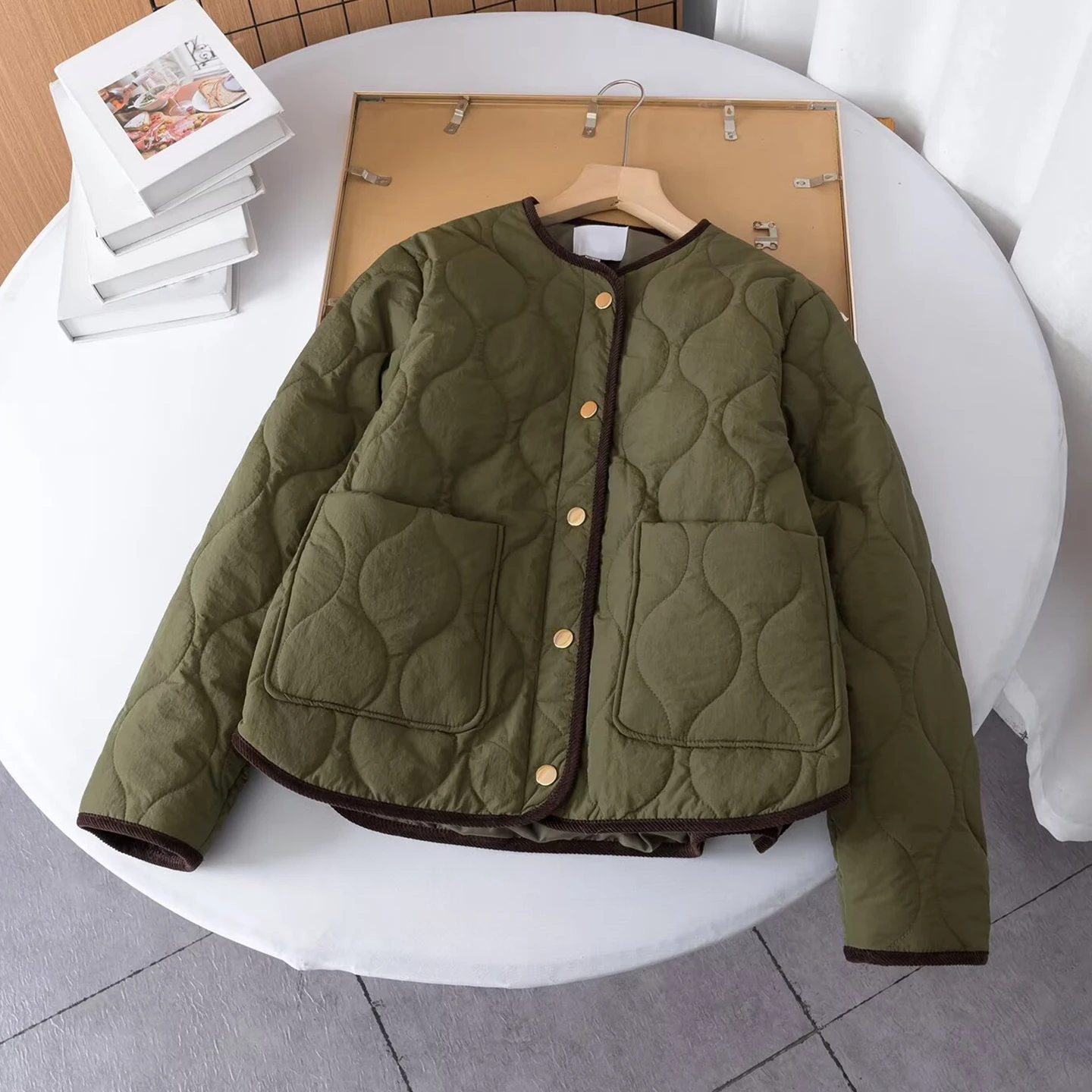 

Faionable Personali Women's Jaet round Ne All-Match Winter New Arrival Cotton Coat Commute Sle Long Sve Color