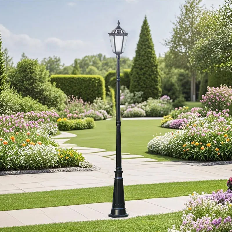 Solar Street Lights IP65 Waterproof Aluminum High Pole for Courtyards Parks Roads ≈260CM Landscape Lighting