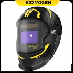HZXVOGEN Welding Helmet True Color DIN4 Solar Powered Welding Mask for MIG MAG MMA TIG Welder Machine Accessories 3.94