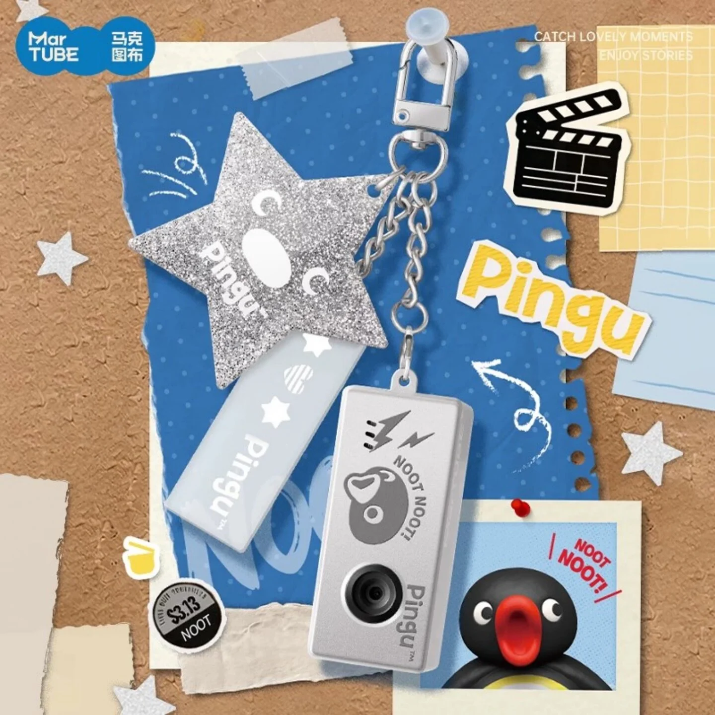 Genuine MARTUBE Pingu Mini CCD Camera Blind Box Trendy Collectible Toy Cute Penguin Anime Figure Mystery Box Model Ornament Gift view 3