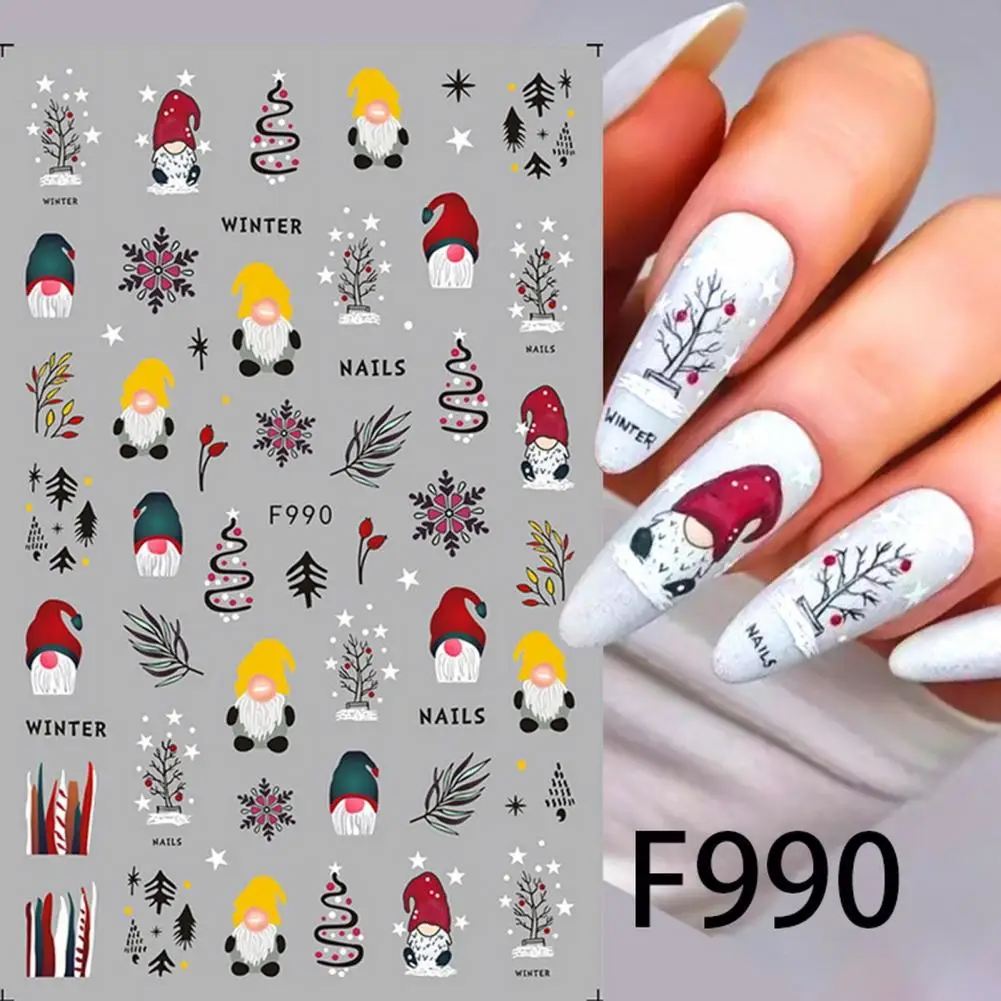 

10Pcs Cute Christmas Nail Stickers Penguin Birds Bear Cat Cartoon Animal Design Snowflake Water Decals Decoration Tips