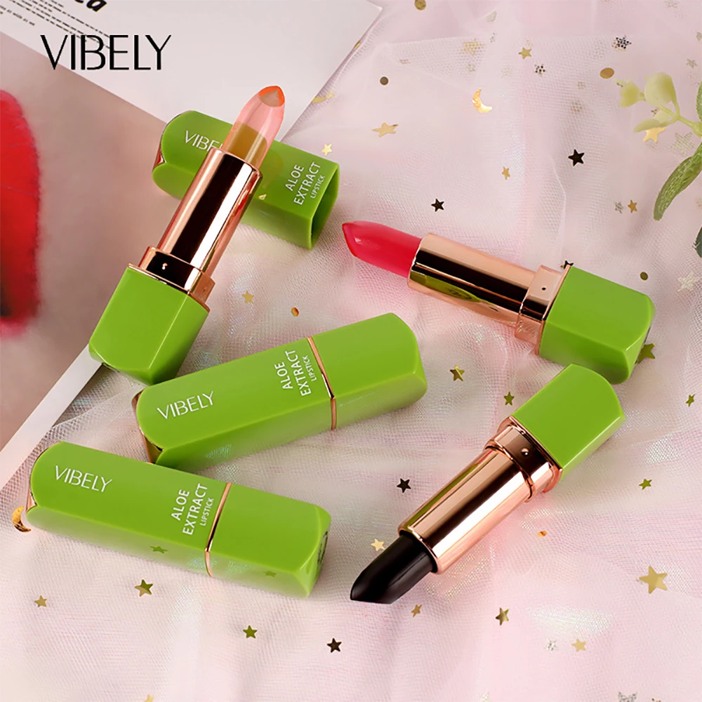 Color Changing Lip Balm Long-Lasting Natural Crystal Clear Temperature Color Changing Aloe Vera Lip Balm Makeup Lip Gloss