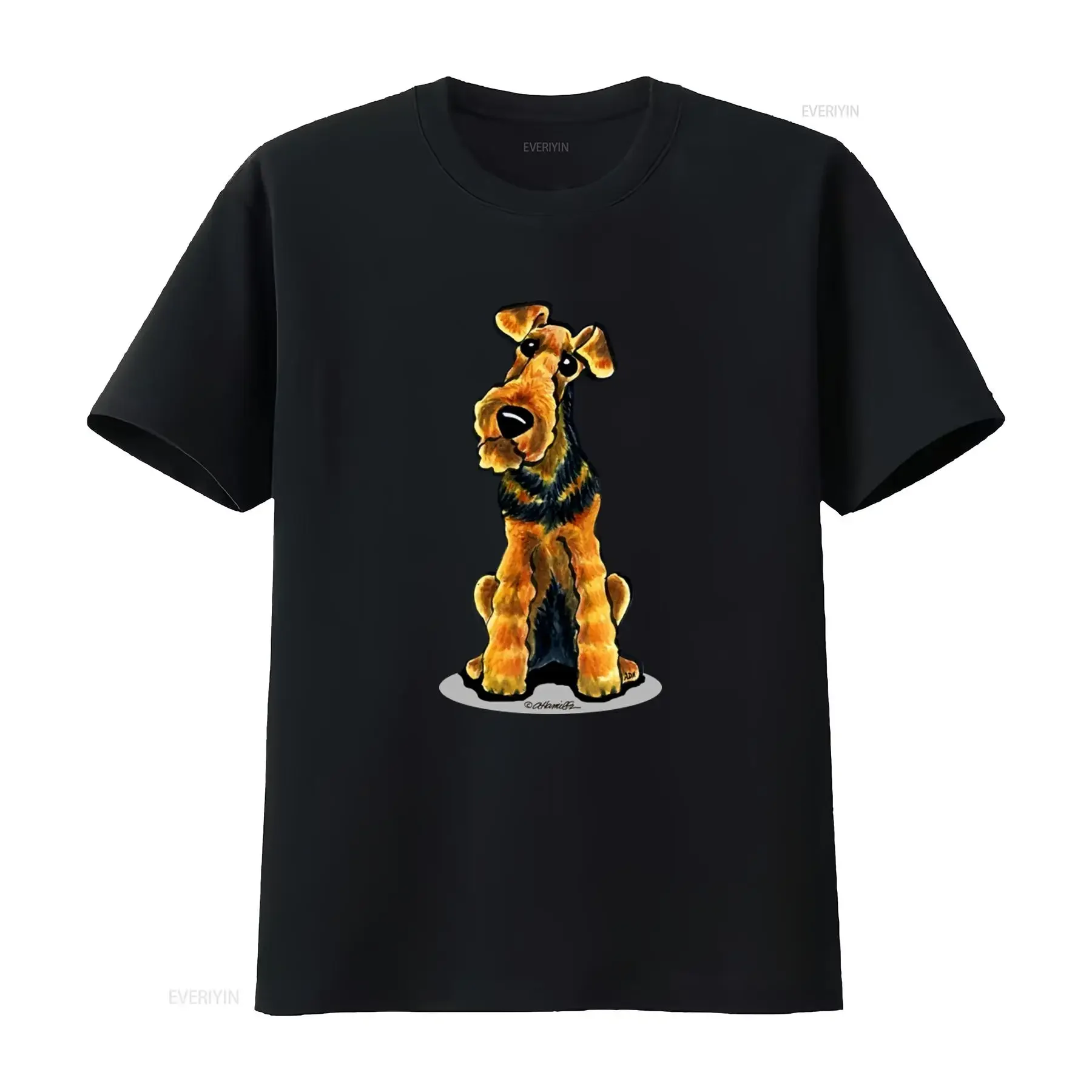 Welsh Terrier Print T Shirt for Casual Fashion vintage Washed homme designer clothes Versatile Stretched Soft Unisex Breathable