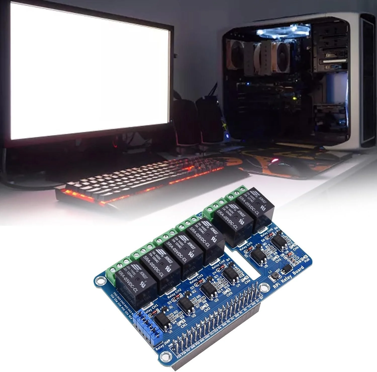 

6-канальная плата расширения модуля панели управления реле RPi RPi A+/B+/2B/3B Плата расширения GPIO PIN со светодиодным модулем