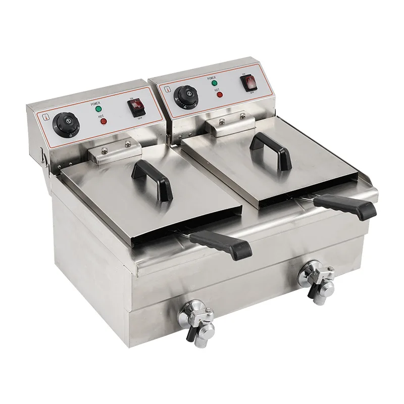 

2-Tank 2-Basket Commercial Electric Deep Fryer Machine Powered for Potato Chips and Chicken Snack Frying