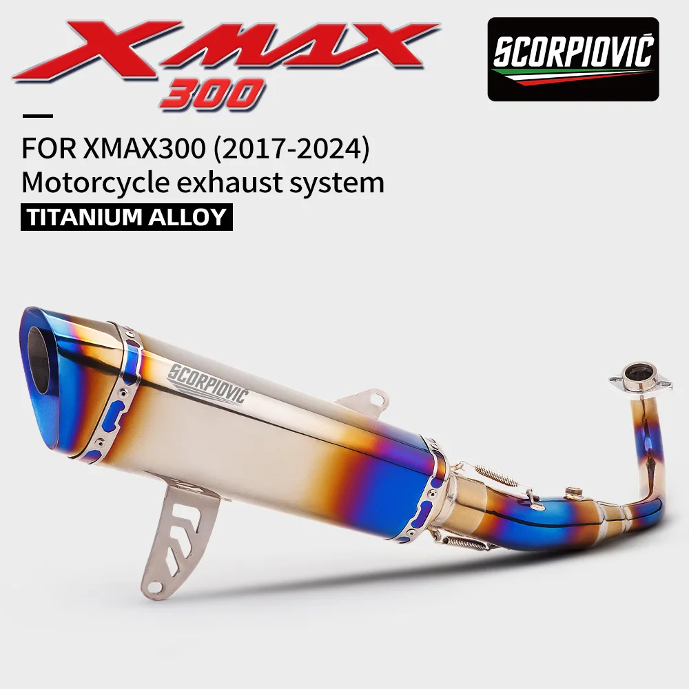 

Motorcycle Full Set Titanium Exhaust System For XMAX XMAX300 2017-2024 Modify Manifold Connect Muffler