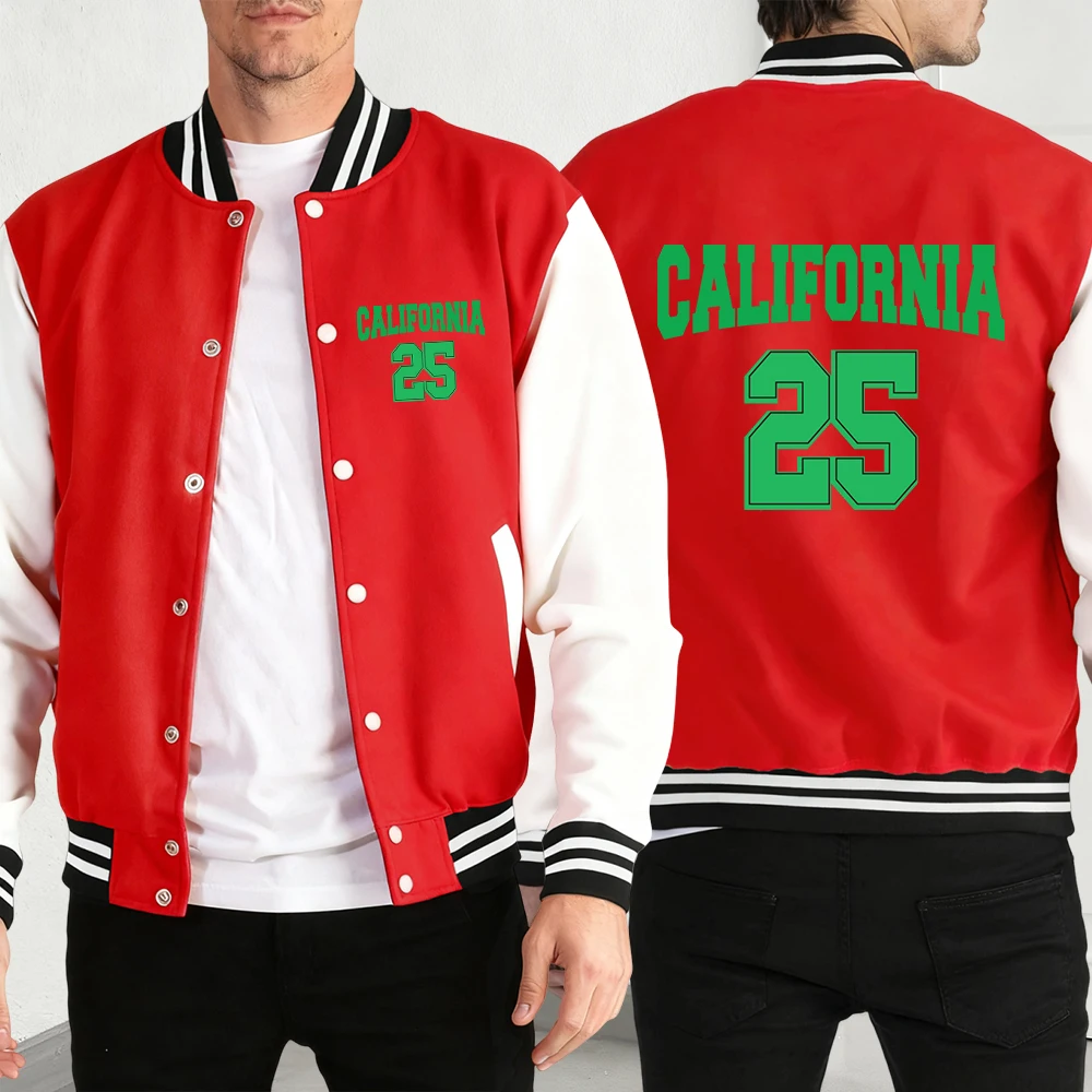

On The 25Th In California Print Clothes Male Fashion Fleece Top Autumn Loose Baseball Jacket Casual Fashion Sportswear Unisex