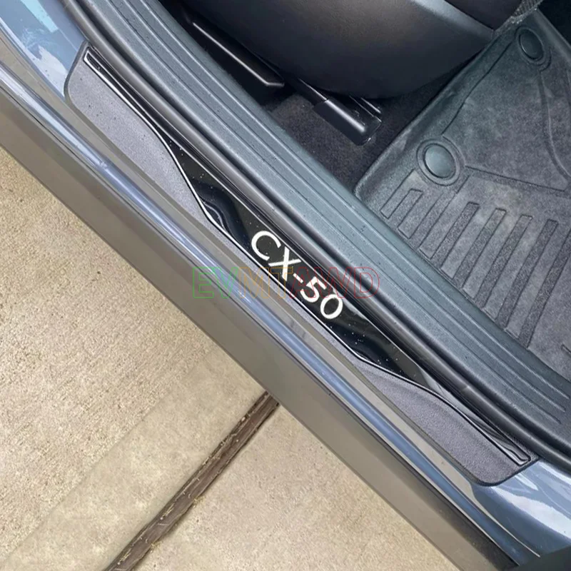 For Mazda CX-50 CX50 Accessory 2027 2026 2025 2024 Chrome Car Door Sill Scuff Plate Kick Entry Guard Pedal Protector Cover Trim