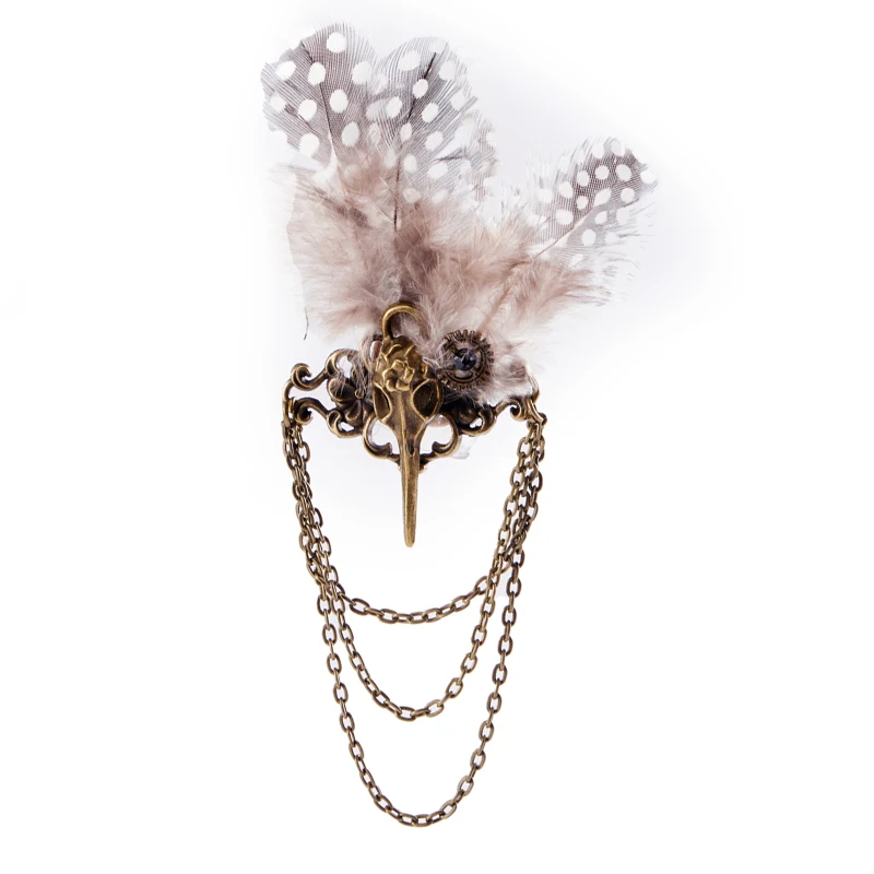 

Steampunk Vintage Bird Skeleton Gear Brooch Lolita Feather Chains Pin Party Gothic Badge