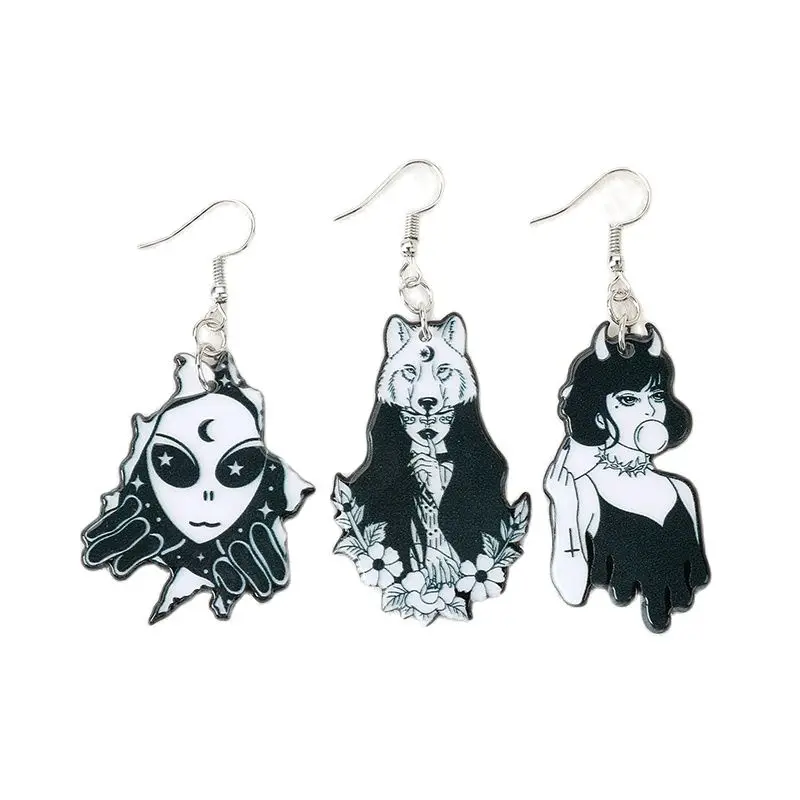1 paar Mode Wolf Frau Baumeln Ohrringe Baddie Kaugummi Mädchen Alien Für Geburtstag Geschenk