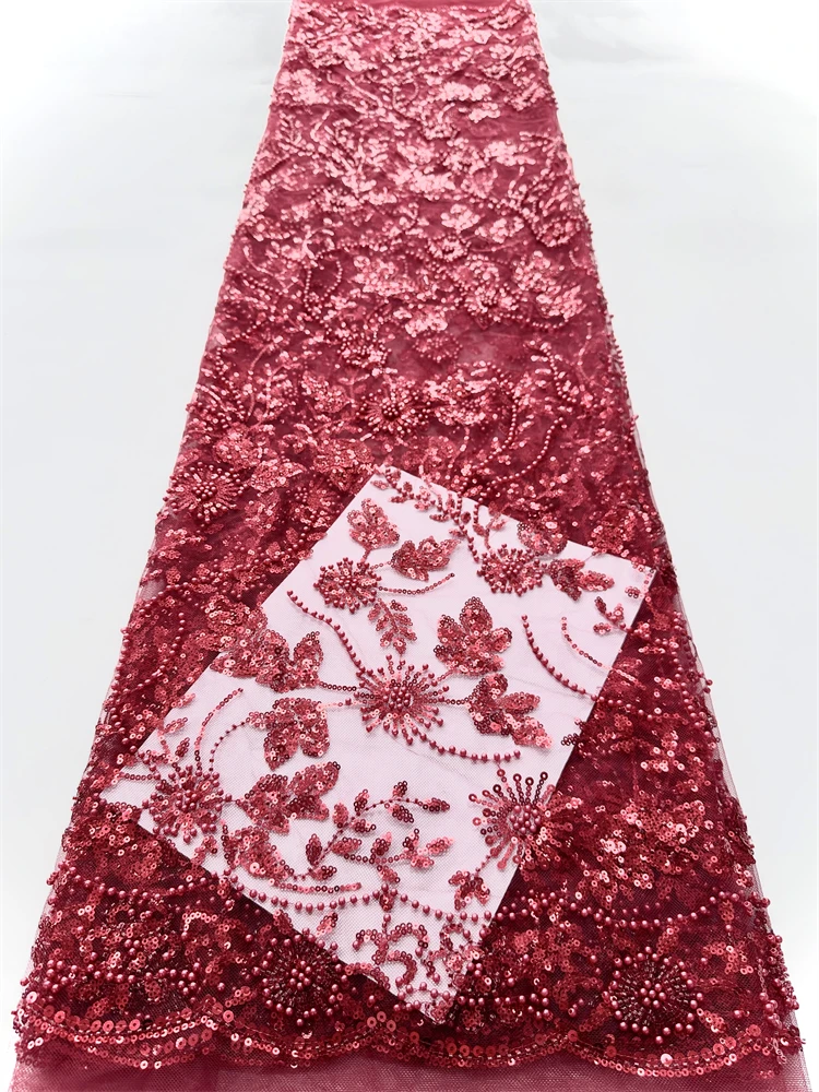 

Африканская кружевная ткань с блестками, 2025 г., французская вышивка, высококачественное кружево, роскошное свадебное платье из бисера для женщин, свадебное платье