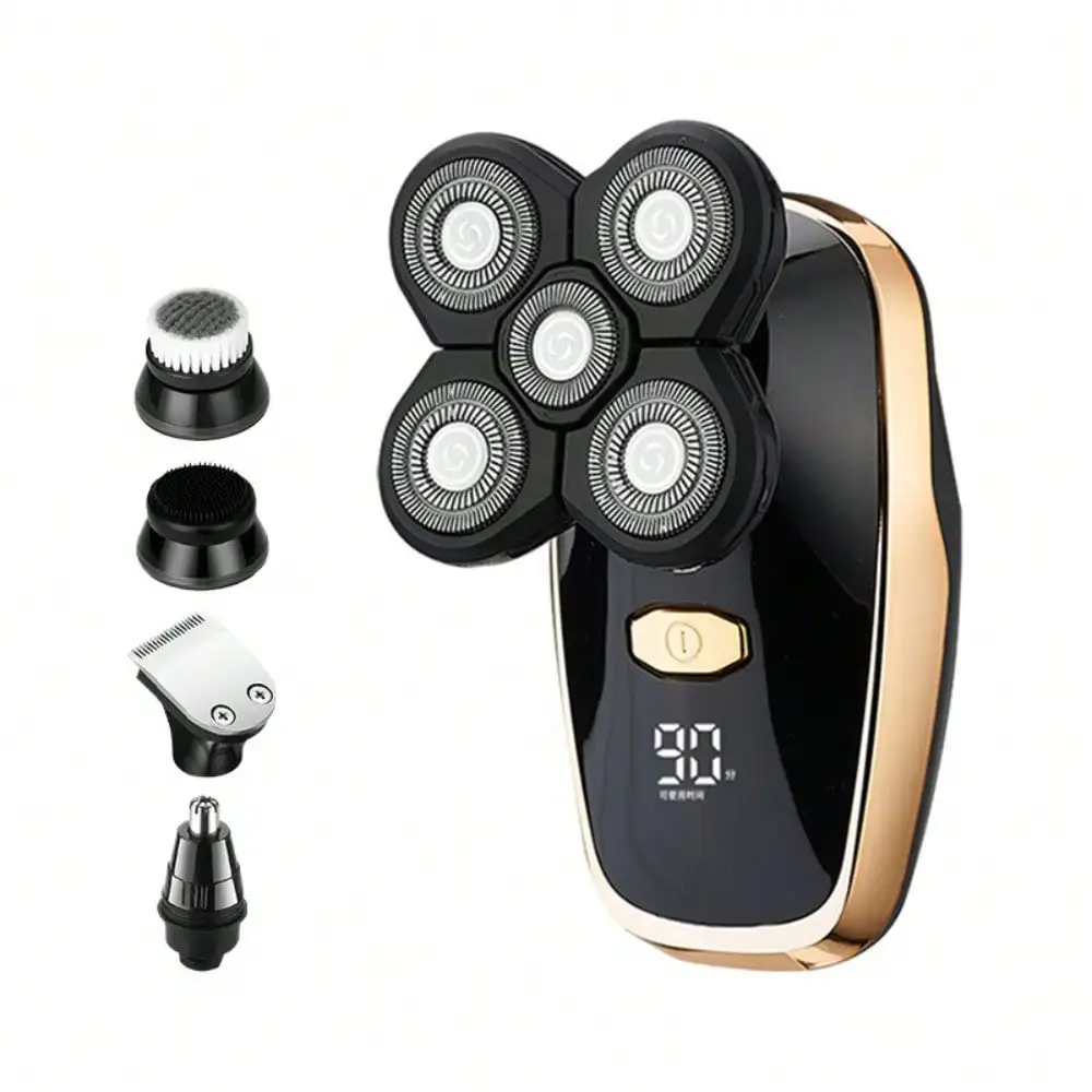 Five-Knife-Headed Bald Artifact, Full-Body Water-Washed Electric Razor, Self-Scraping To Remove Hand Residues, Quick Shaving Without Stubble, For Men