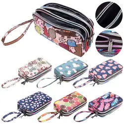 1PC Print Canvas Three-layer Long Wallet Larger Capacity Coin Purse Portable Waterproof Female Handbag Print Canvas Bag