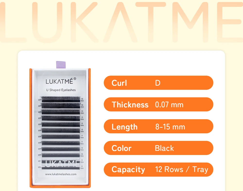 LUKATME U-Form 4D Kleeblatt Wimpernverlängerungen, vorgefertigte Fächer, schwarze D-Curl, weiche, voluminöse, leicht zu fächernde Wimpern 8-15mm für den Salon – Detail 2