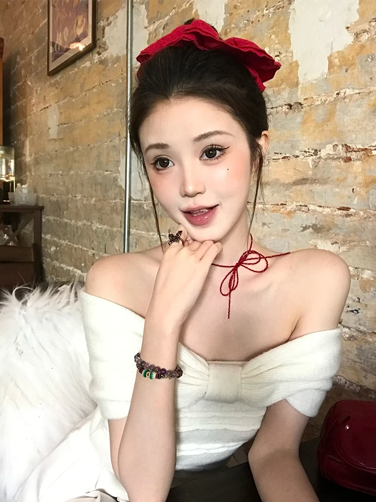 

Вязаный свитер BULENG с узлом, приталенный, на одно плечо, для повседневной носки, весенняя коллекция