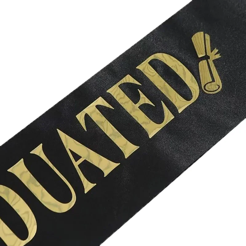 Black Gold Graduation Sash Belts Booth Props Congrate Grad Ribbon Shoulder Straps Party Supply For Graduate Decorations