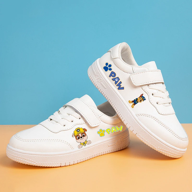 

Paw Patrols Boy Girl Sneakers New Cartoon Pattern Sports Shoes Casual Board Shoes Leather Soft Soled boys girl Small White Shoes