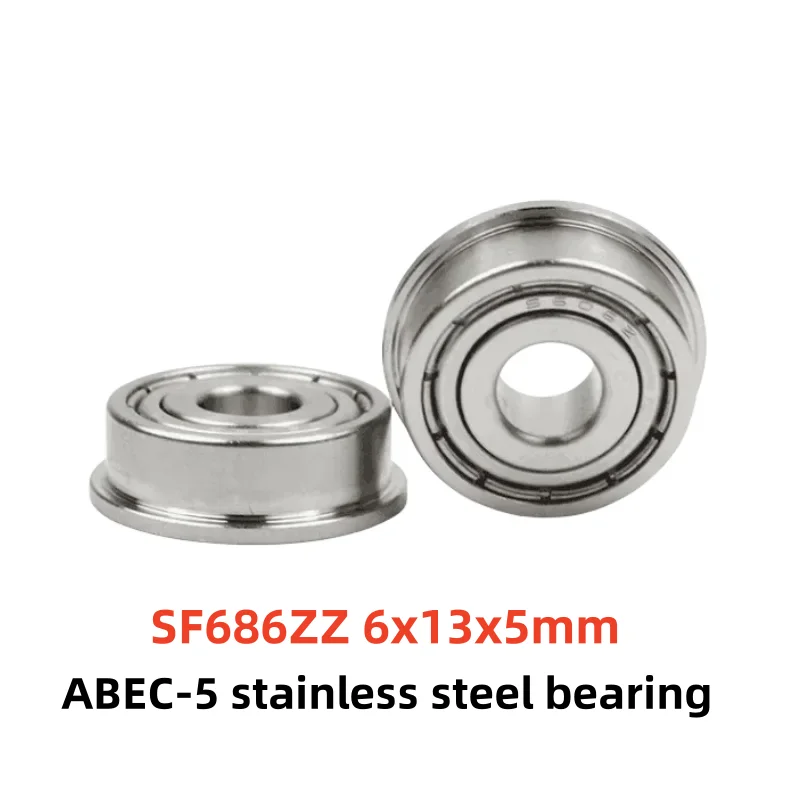 

50pcs ABEC-5 SF686ZZ 6x13x5mm stainless steel flange ball bearing Miniature SF686 -2Z 6*13*5 mm