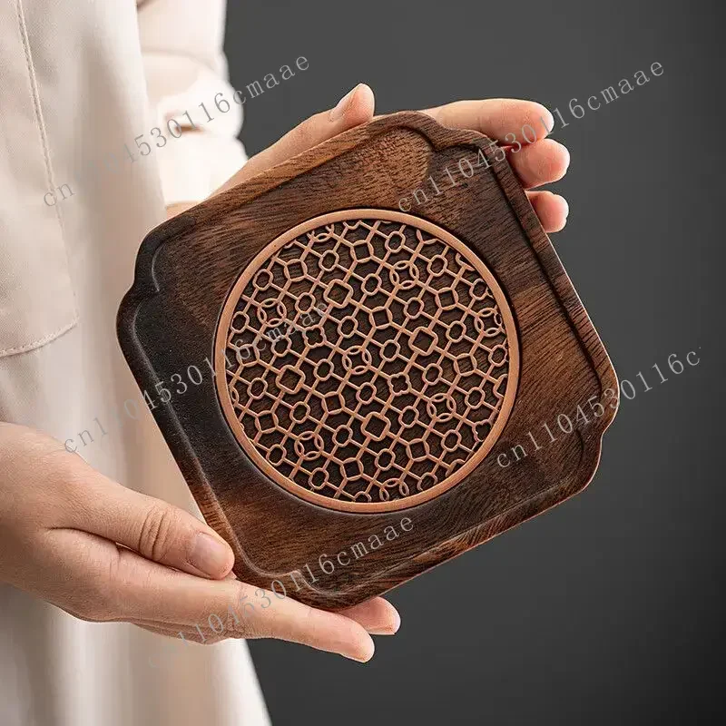 NEW Walnut Coasters Wooden Wave Insulating Mat Hollow Household Water Storage Tea Mat Dry Brewing Table
