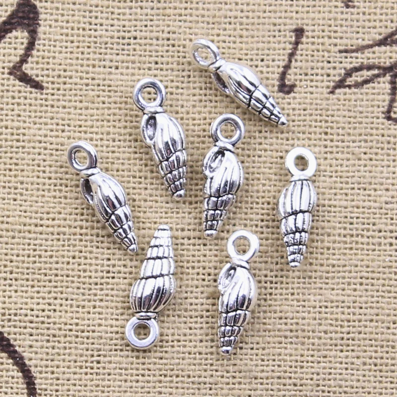 50 sztuk Charms piękna muszla 14x5mm antyczne srebro kolorowe wisiorki DIY rzemiosło dokonywanie ustaleń ręcznie robiona biżuteria tybetańska — zdjęcie 3