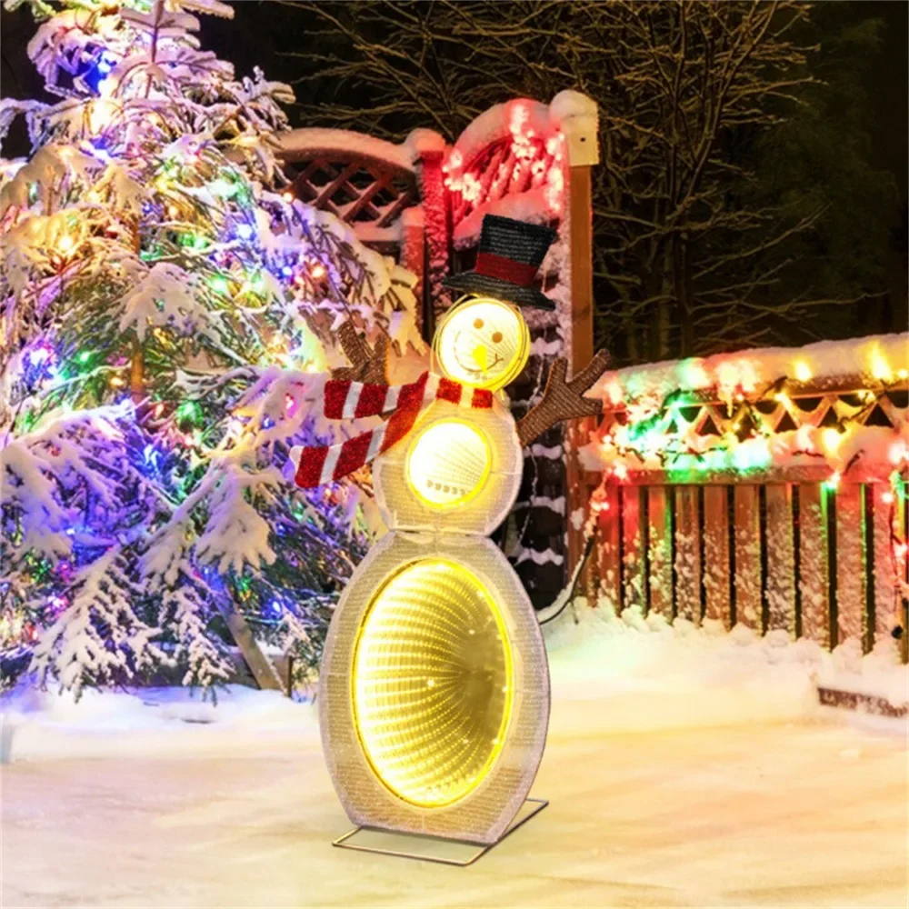 Christmas Decoration Lighted Snowman with LED Lights and Metal Stand Lightning Yeti Christmas