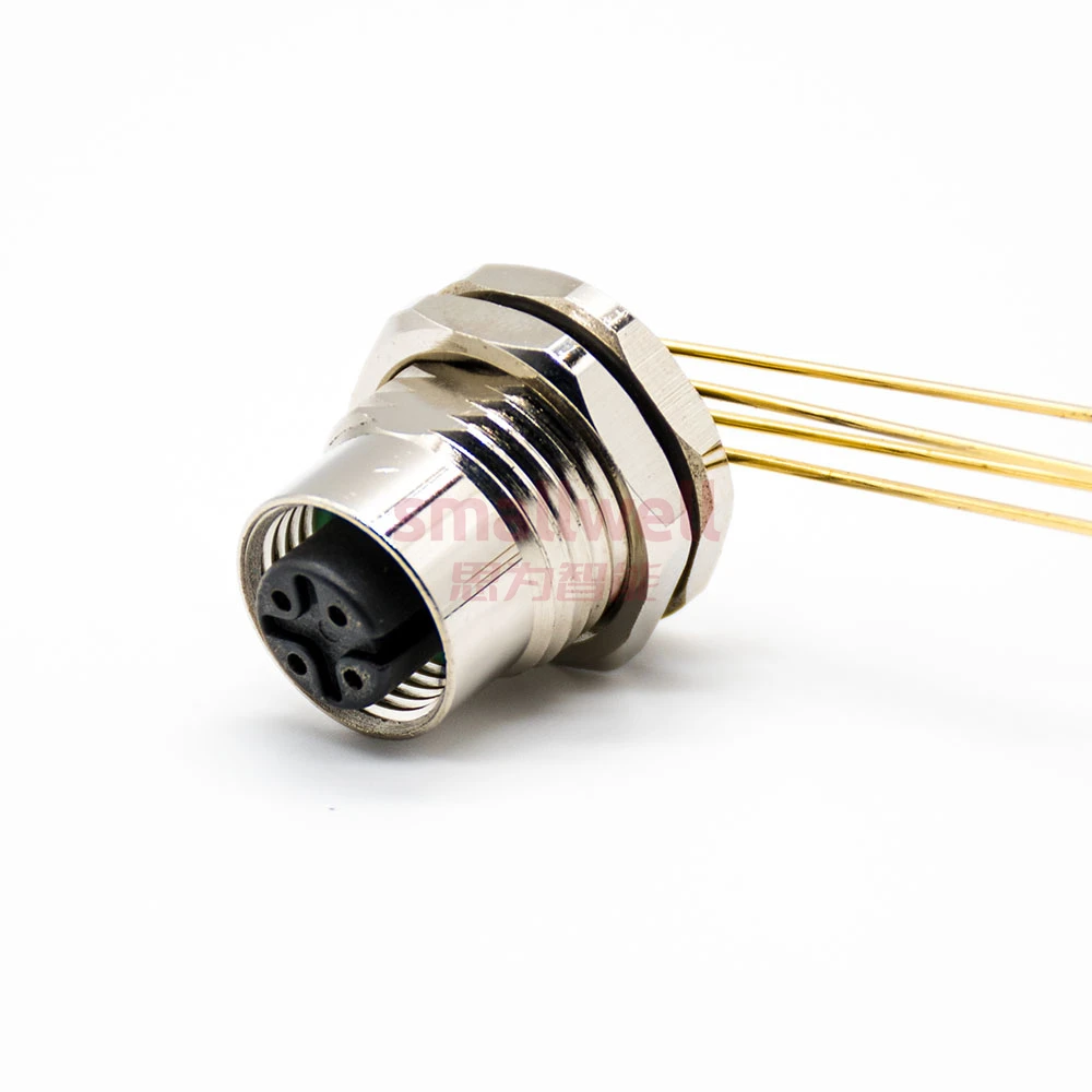 M12 4-core A buckle hole panel installation socket unshielded bent plug board