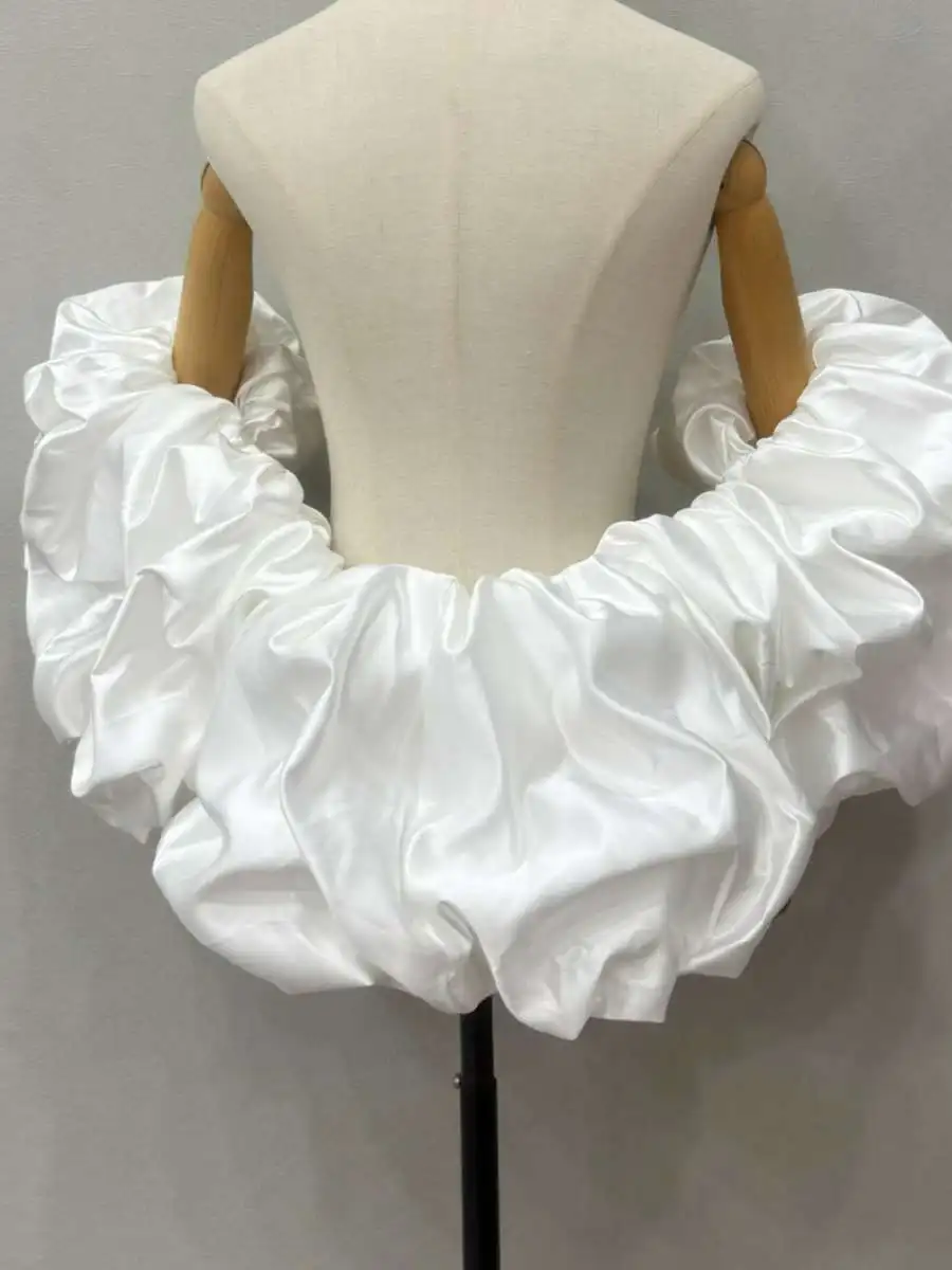 Etole-d'epaule-en-satin-blanc-avec-manches-bouffantes-pour-soiree-et-banquet-accessoire-haut-de-gamme-noir-style-simple