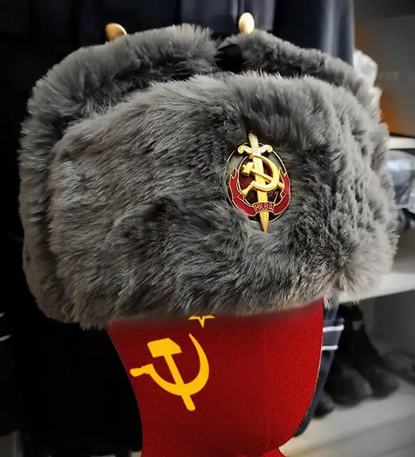 Bombor Hat Winter Soviet Union Cap Fluffy Guards Russian Men Leifeng