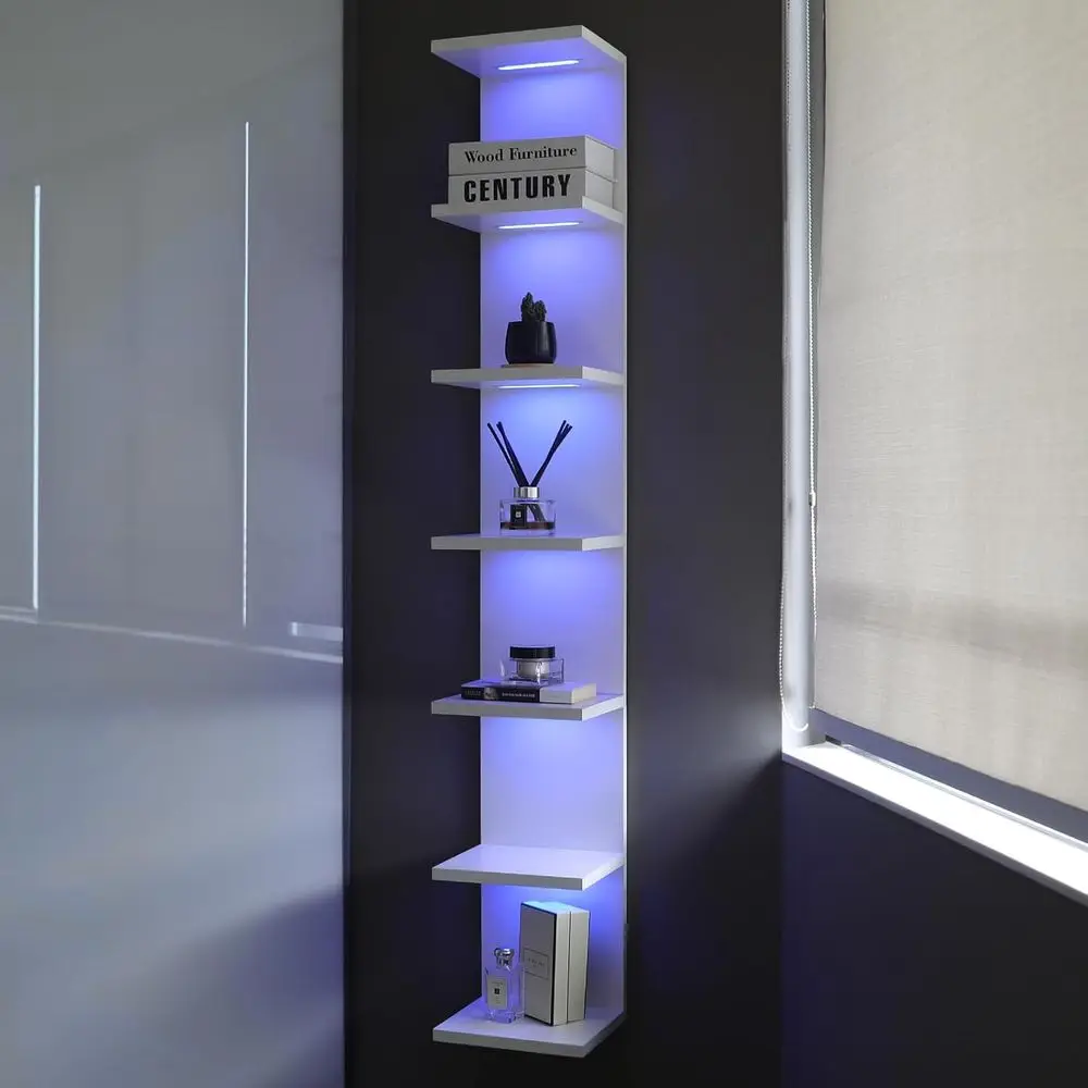 

7-уровневые настенные полки с RGB-подсветкой, настенный стеллаж Lack, стеллаж Veal с пультом дистанционного управления, белые полки