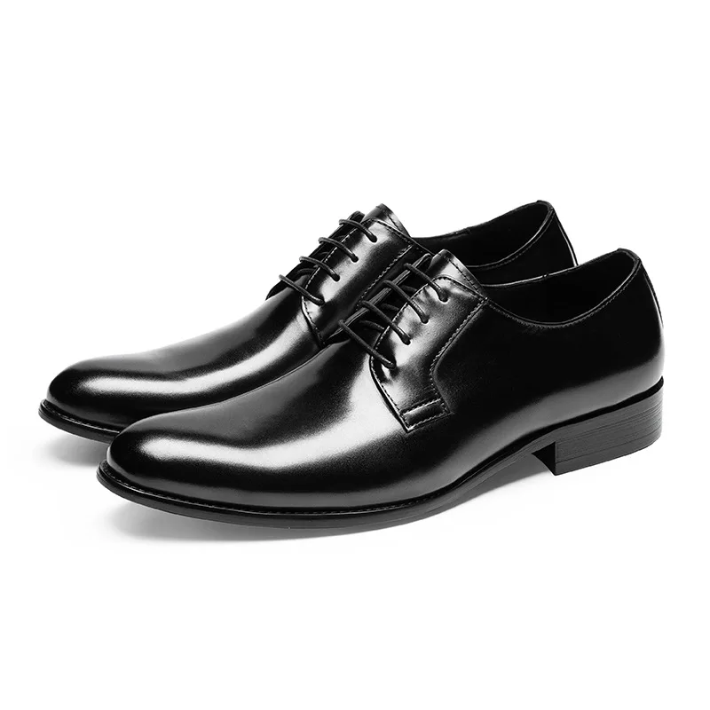 YETTIES Premium Handcrafted Men's Dress Shoes Top Grain Leather Derby for Wedding & Business, Classic Mature Style Formal Shoes
