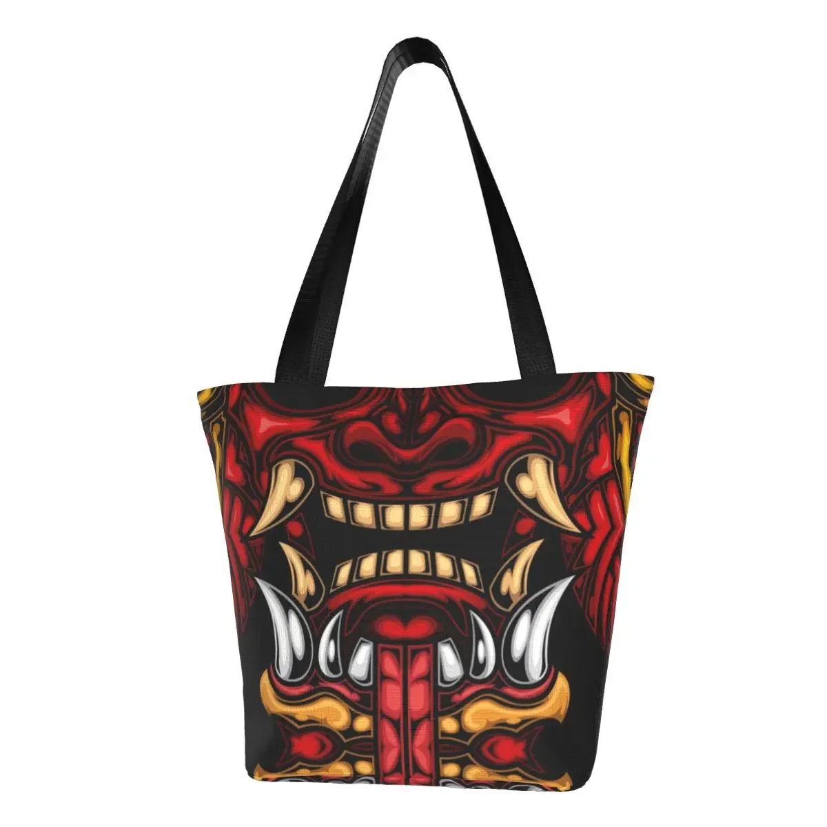 Barong Grocery Shopping Bags Printing Canvas Shopper Tote Shoulder Bag Big Capacity Japanese Samurai Demon Oni Handbag