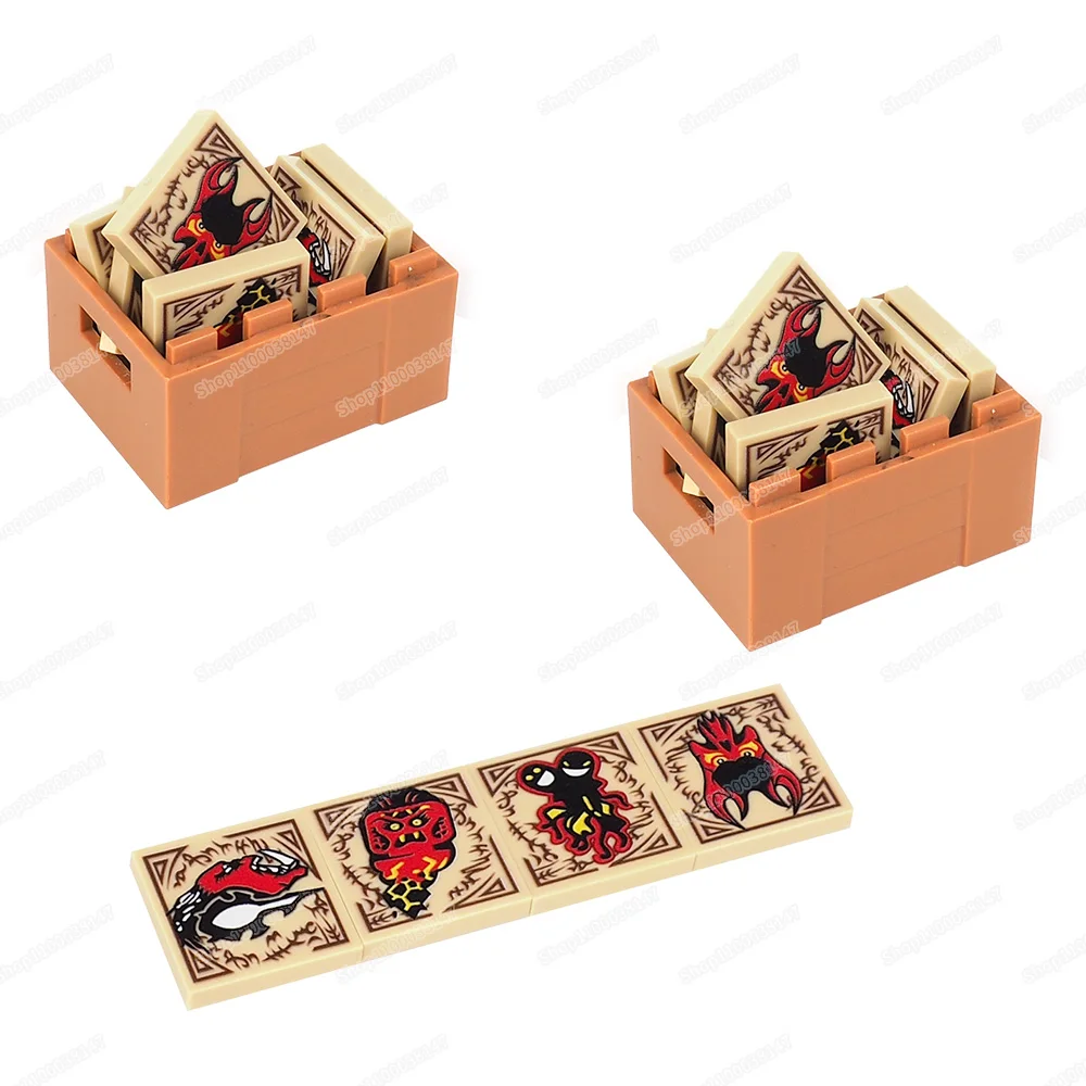 Seal Pattern 3068 Building Block Printed Tiles 2x2 Demon Magic Anger Jealousy Fear Greed Figures Parts Models Children Gift Toys