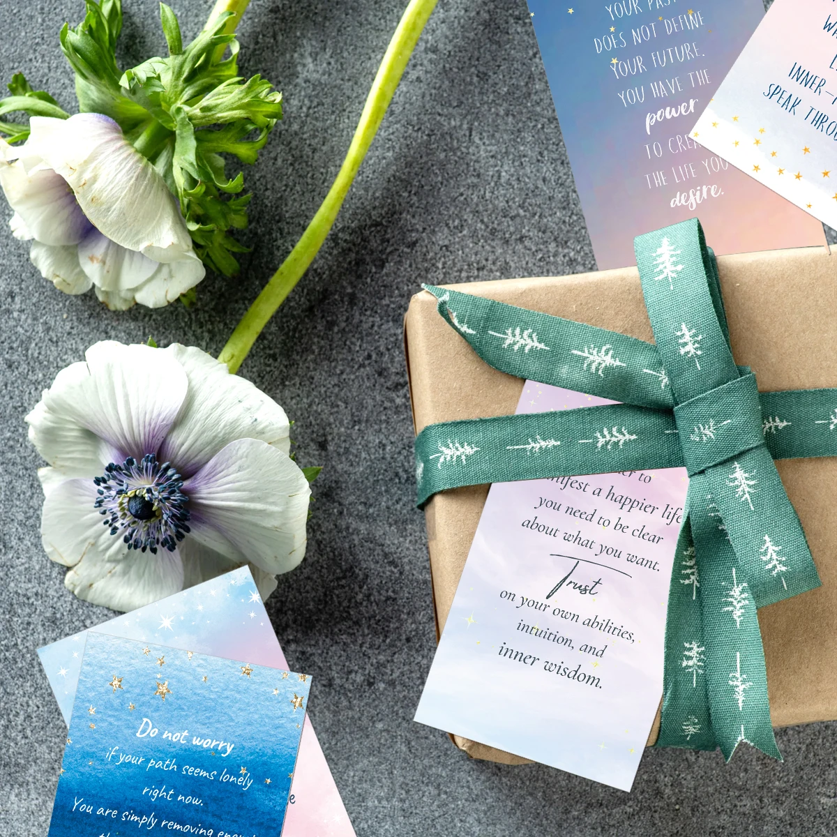 60 Stück Sternenhimmel-Fantasie-Serie, hebende positive Affirmations-Notizkarten mit inspirierenden Zitaten für die Unterstützung von Geburtstagsgeschenken – Detail 3