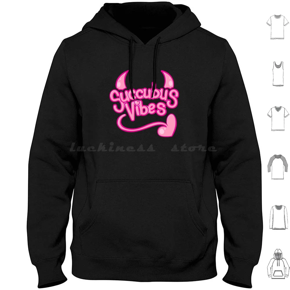 Succubus Vibes Hoodies Long Sleeve Cute Kawaii Succubus Demon Girl Monster Girl Pastel Goth Horns Tail