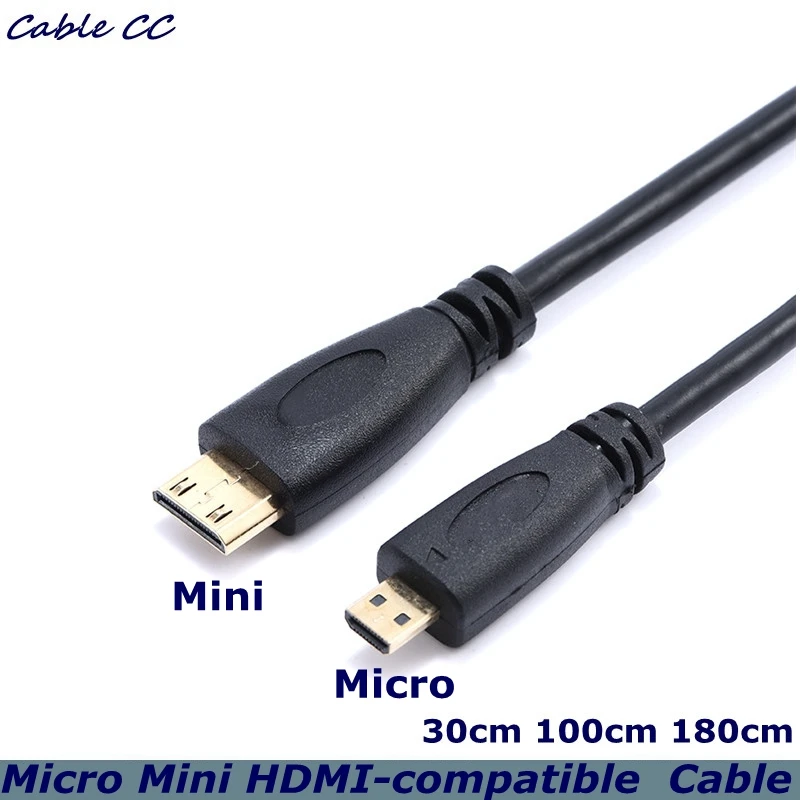 Best Quality 1080p 3D Micro HDMI-compatible to Mini HDMI-compatible Cable For GoPro Sony Projector\'s Public to Public 0.3M 1.8M