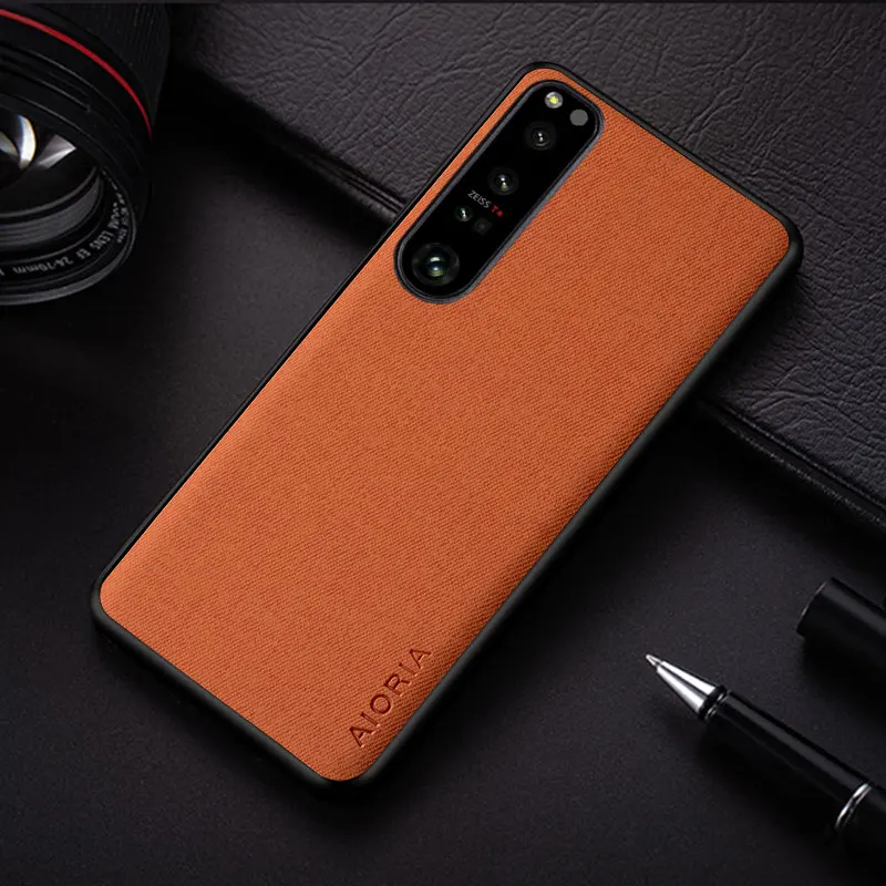 Case For Sony Xperia 1 5 IV II coque simple design lightweight durable solid color textile leather cover for sony 1 5 iv case