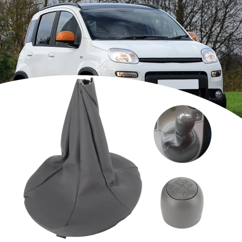 5 Speed Gear  Knob With Dustproof Boot Collars Replacement Fit For Fiat Panda/500 500C