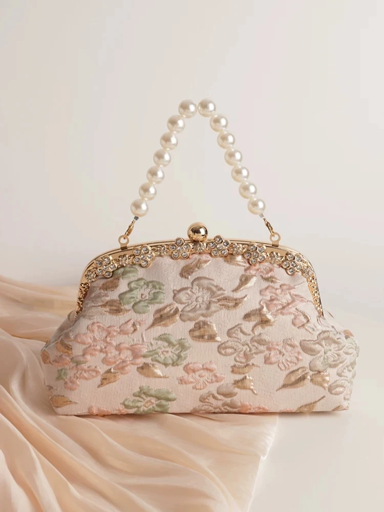 Flowers Diamond Bag Top Fashion Bags Classic Pink Color Bag Women Bag Vintage Chain Women Shoulder Crossbody Bag