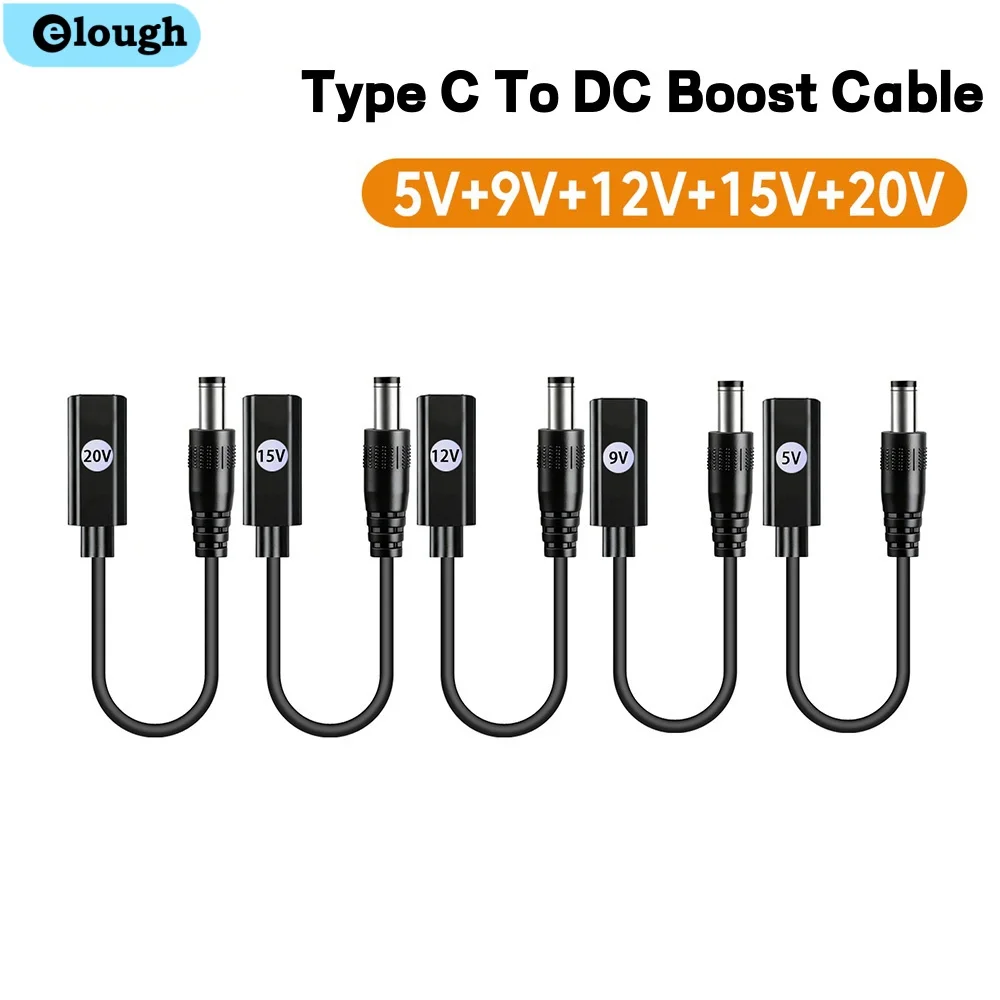 Type C To DC Power Boost Cable Adapter 20W Fast Charging USB C Female To DC 5V/9V/12V/15V/20V Boost Line For Wifi Router
