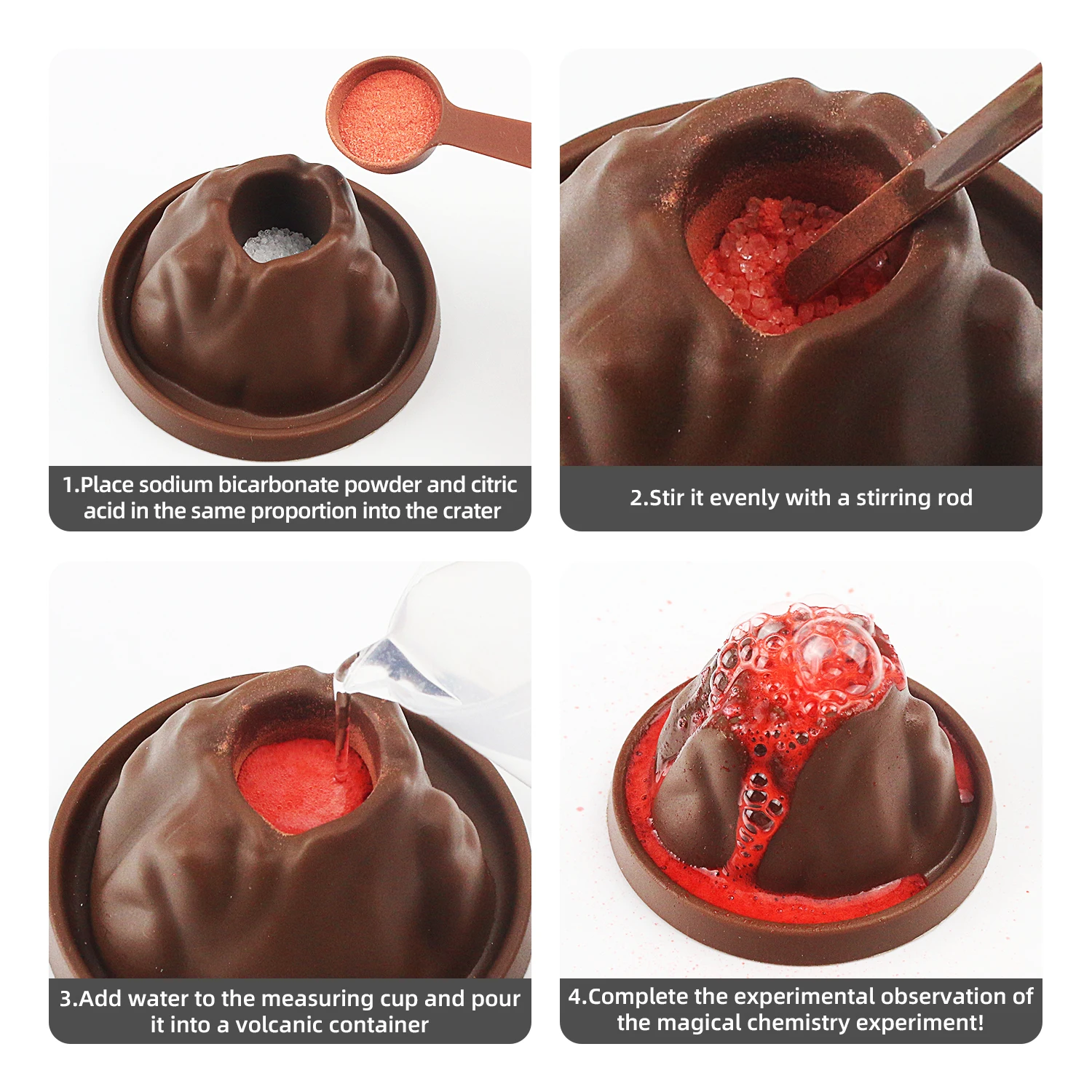 Conjunto de experimentos científicos diy, kit de experimento químico físico de erupção de vulcão de aprendizagem, brinquedo científico de produção tecnológica