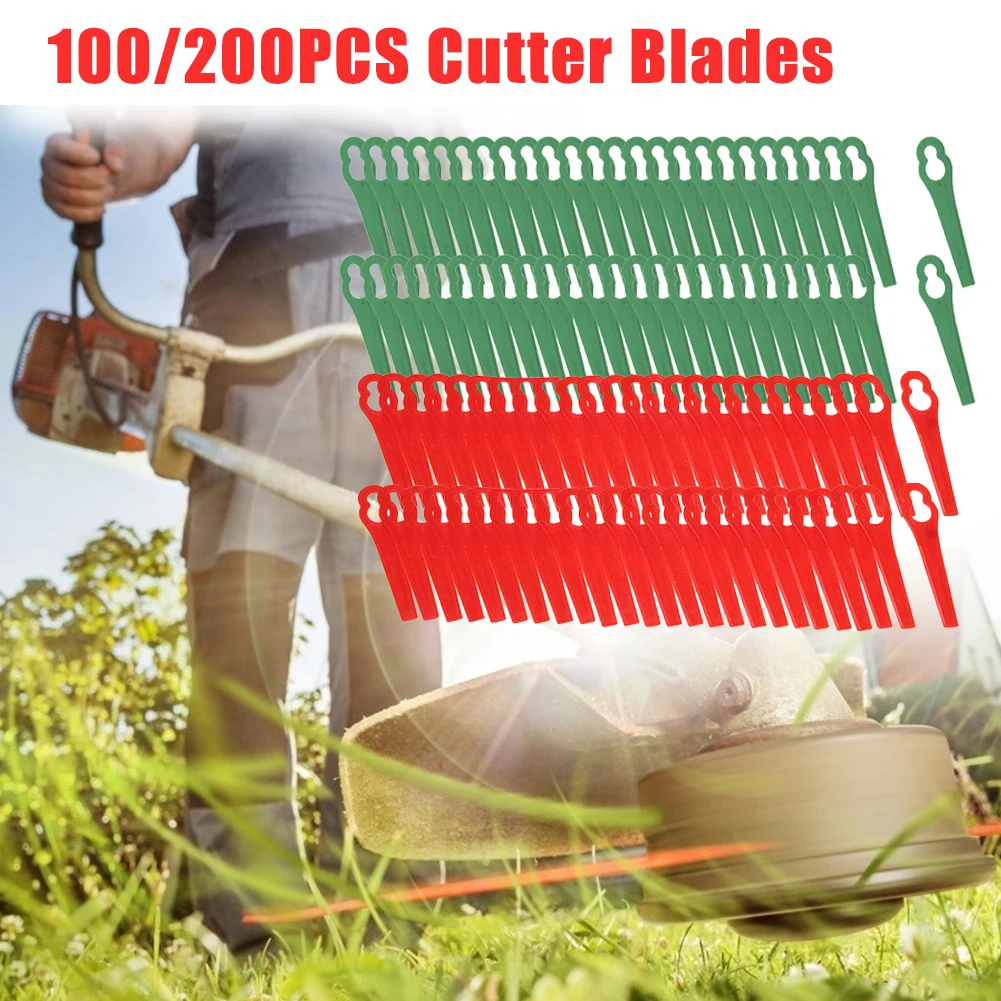 100/200Pcs Plastic Cutter Blades for Florabest Grass Trimmer Brushcutte for Garden Lawn Garden Lace Mower Grass Gardening Tool