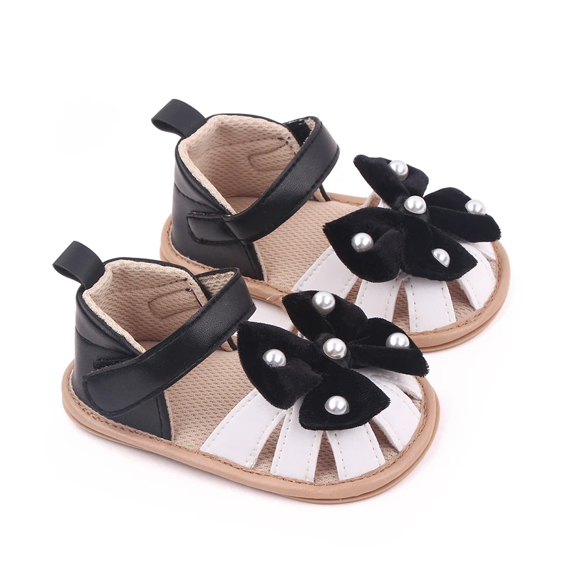 Baby Summer Sandal for Toddler Girls Outdoor Prewalking Shoes Cute Bowknot Design with Pearls