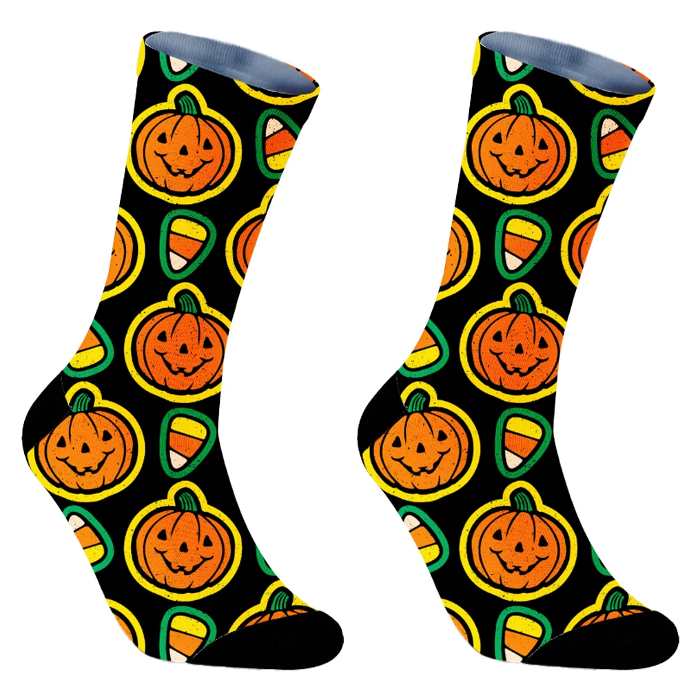 2024 calcetines de tubo nuevos para mujer, calcetines de regalo de vacaciones para hombre, calcetines creativos de Halloween con calabaza Crazy Anime Horror Hip Hop, calcetines de moda