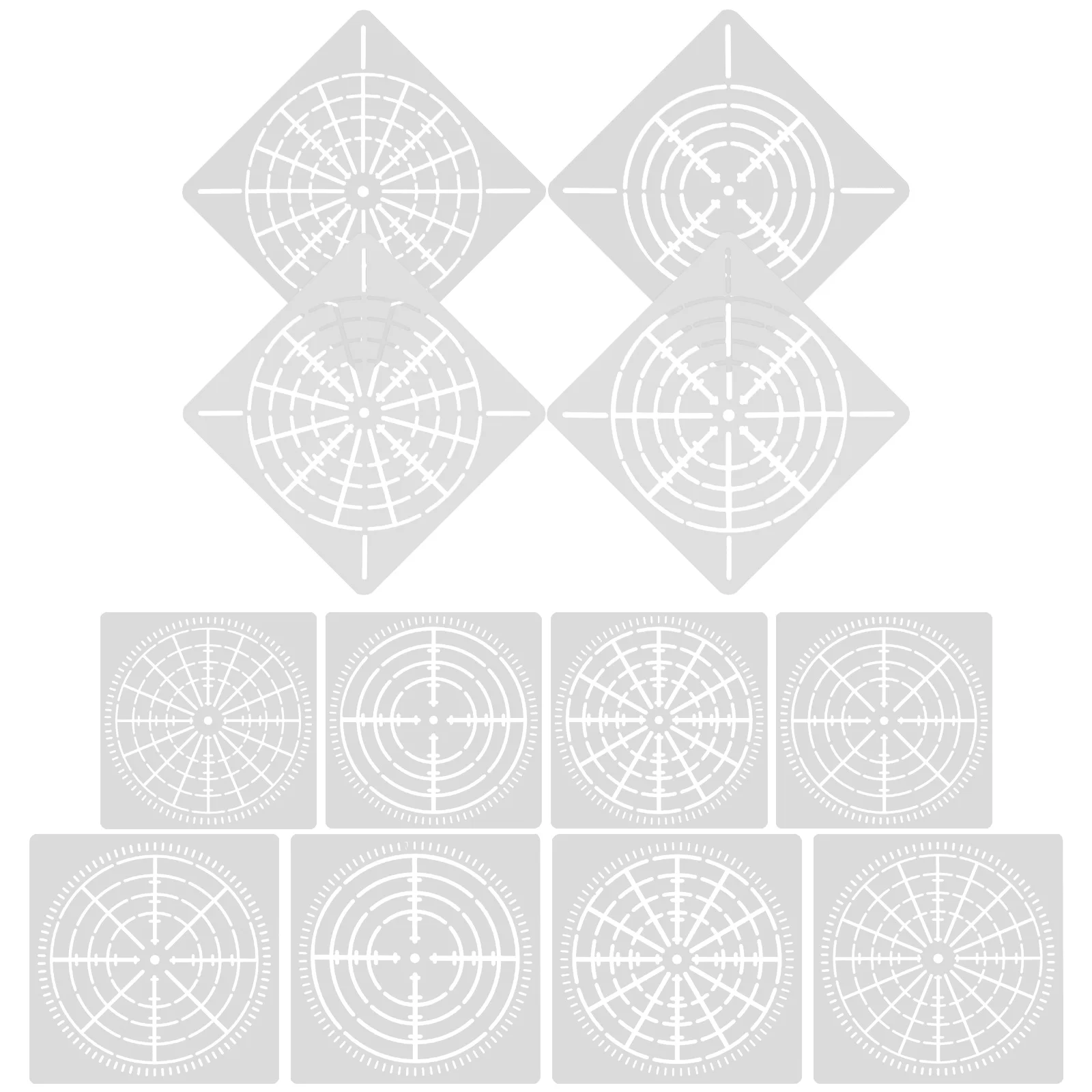 

12 Sheets Mandala Bullseye Spider Web Auxiliary Line DIY Painting Chemistry Mathematics Scribing Template Tool