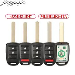 Jingyuqin MLBHL1K6-1TA ID47 433MHZ Remote Car Key Alarm For Honda Accord Civic CR-V 2013 2014 2015 2016 2017 2018 2019 2/3/4B