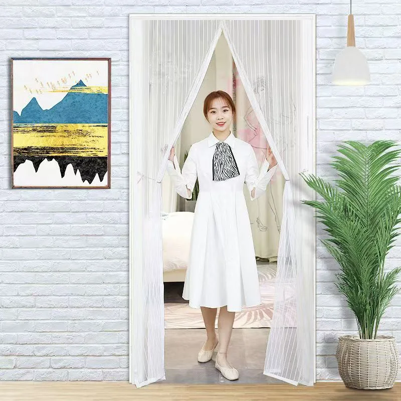 

Magnetic door curtain, white magnetic mosquito net, insect screen window, summer indoor living room invisible mesh door curtain