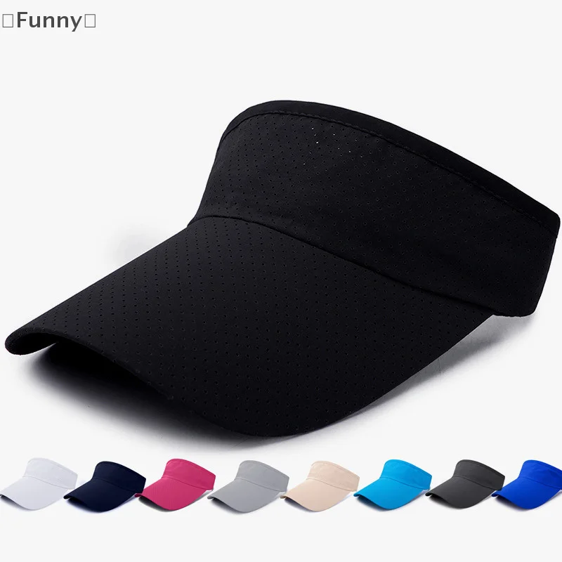 

Summer Breathable Air Sun Hats Adjustable Visor UV Protection Top Empty Solid Sports Tennis Running Sunscreen Cap Hat