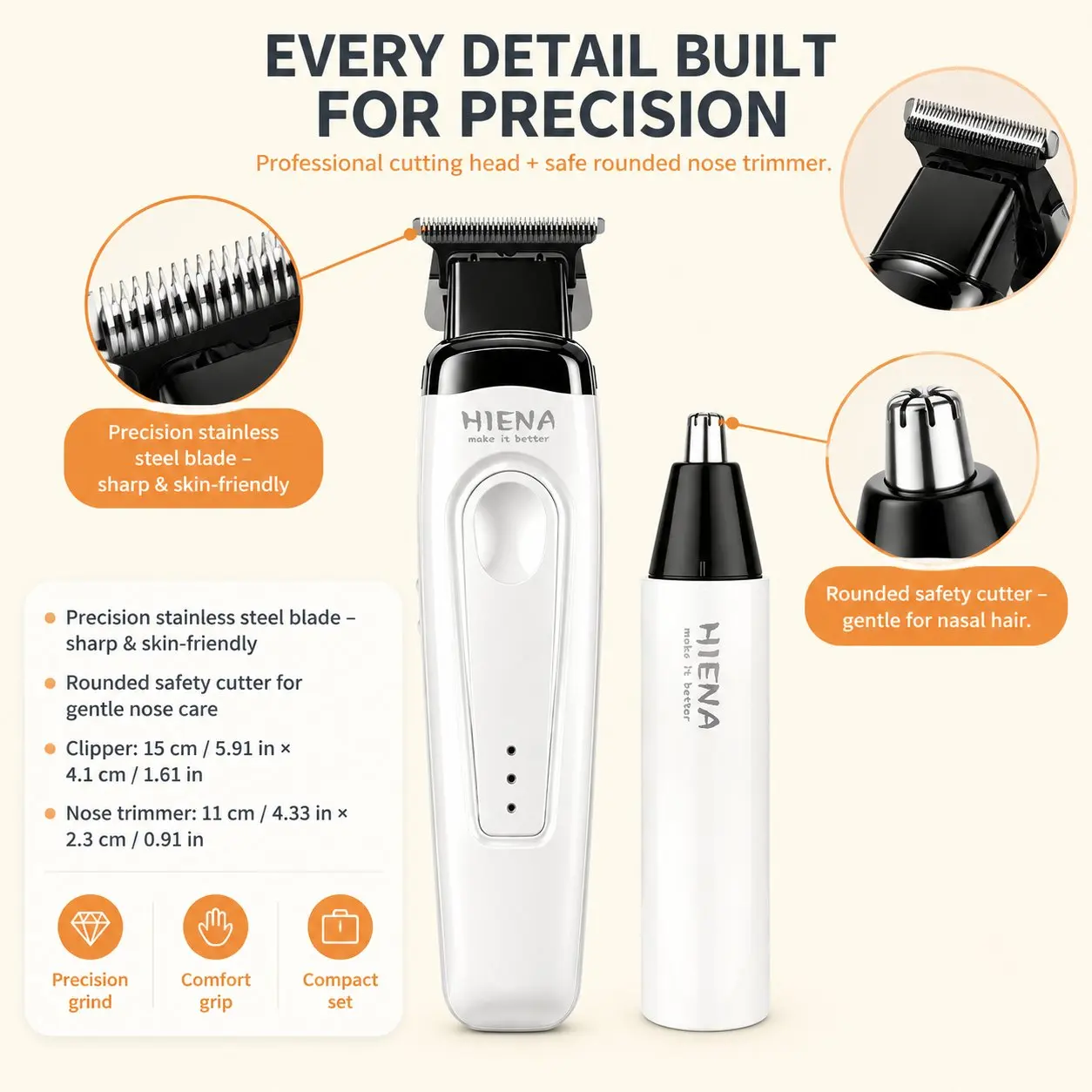 Oil Head Hair Clippers Set Men Professional Electric Ear/Nose Hair Trimmer For Father Boyfriend 0 mm Cordless Haircut Machine