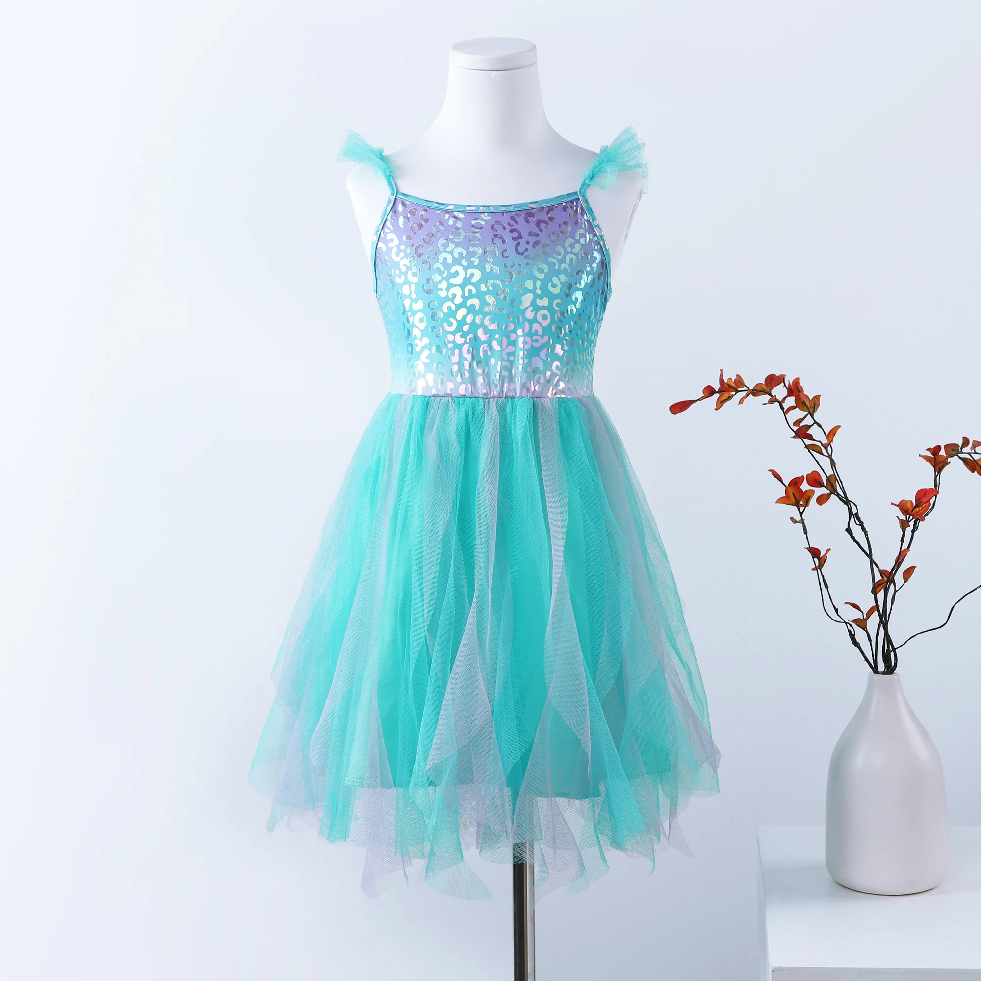 Chaleco sin mangas de verano de sirena para niñas, vestido de tul de malla en capas PSH1763, ropa para niños, vestido para ocasiones especiales para niñas