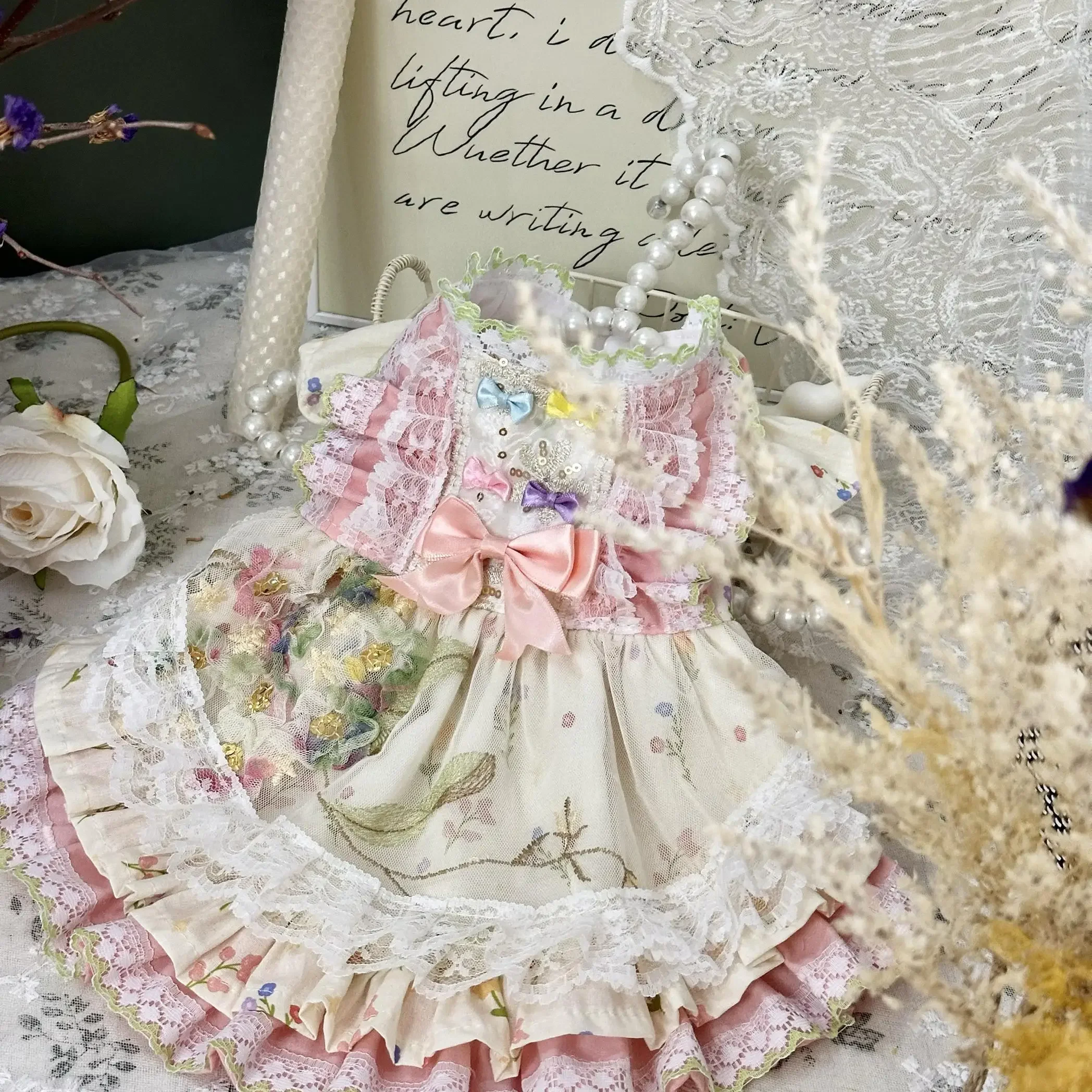 

Lovely Puppy Dog Cats Clothing 2025 New Pink Embroidery Lace Mesh Princess Dresses For Small Medium Dog Spring Pet Dog Clothes